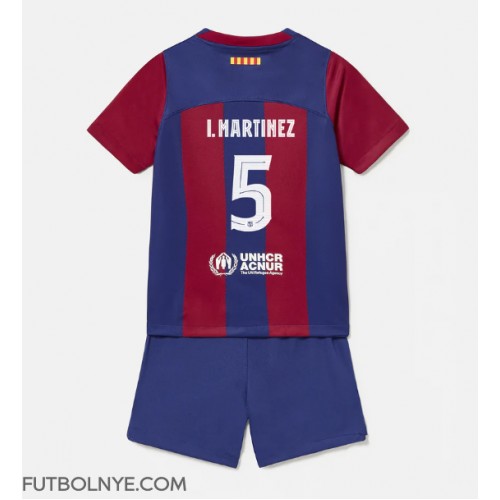 Camiseta Barcelona Inigo Martinez #5 Primera Equipación para niños 2023-24 manga corta (+ pantalones cortos)